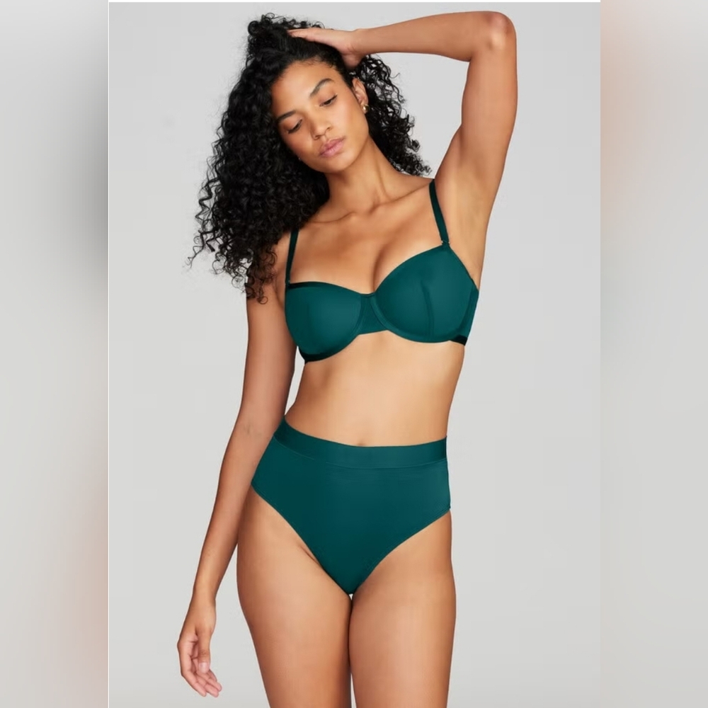 Cuup Bra The Balconette Plung Bra Mediterrenea, Green Teal Women's 36D,Underwire
